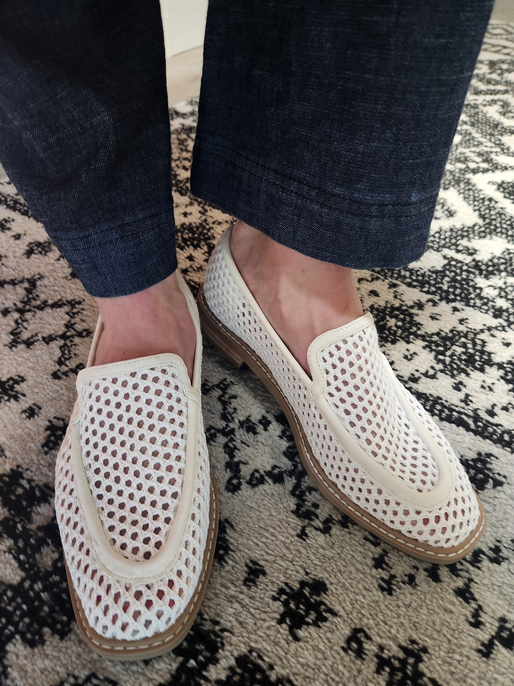 Dolce Vita Cream White Woven Leather Slip-On Loafers